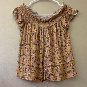 Floral off the shoulder shirt